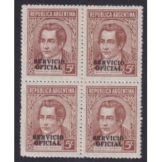 ARGENTINA SERVICIO OFICIAL GJ 634a CUADRO DE ESTAMPILLAS NUEVAS MINT CON VARIEDAD SOBRECARGA DOBLE U$ 22,50